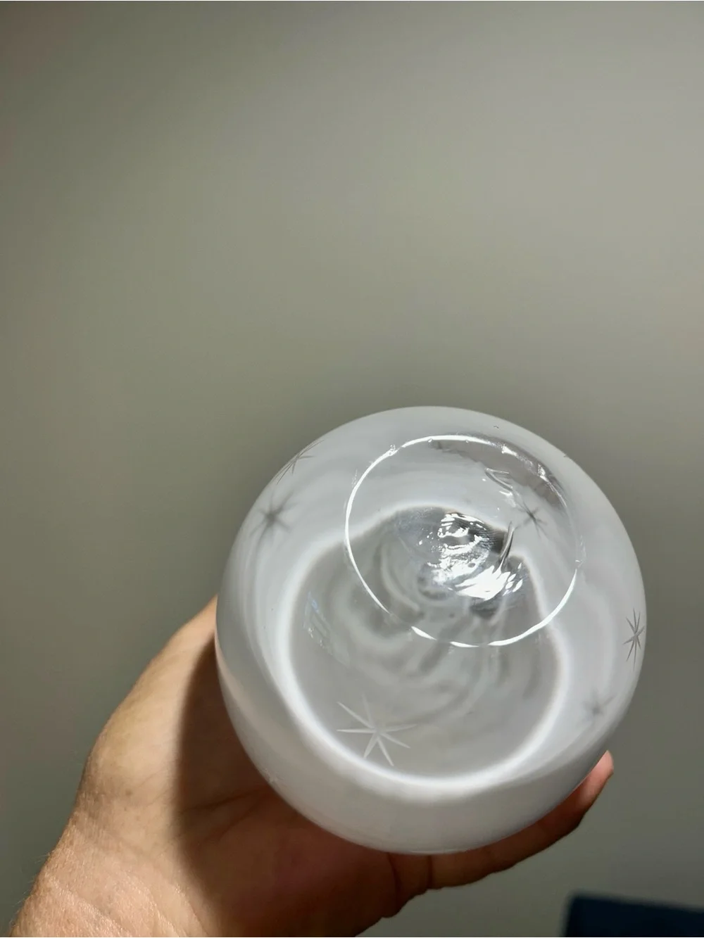 Vtg Crate & Barrel White Hand Blown Cased Glass Starburst Votive Holder Poland